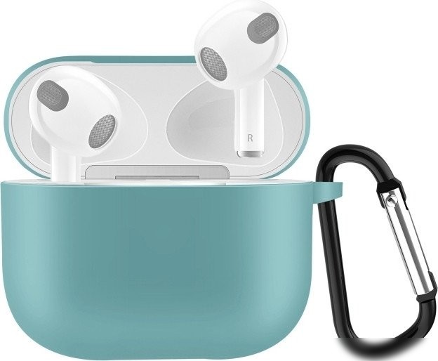 Чехол Sundays для AirPods 3 с карабином (голубой)