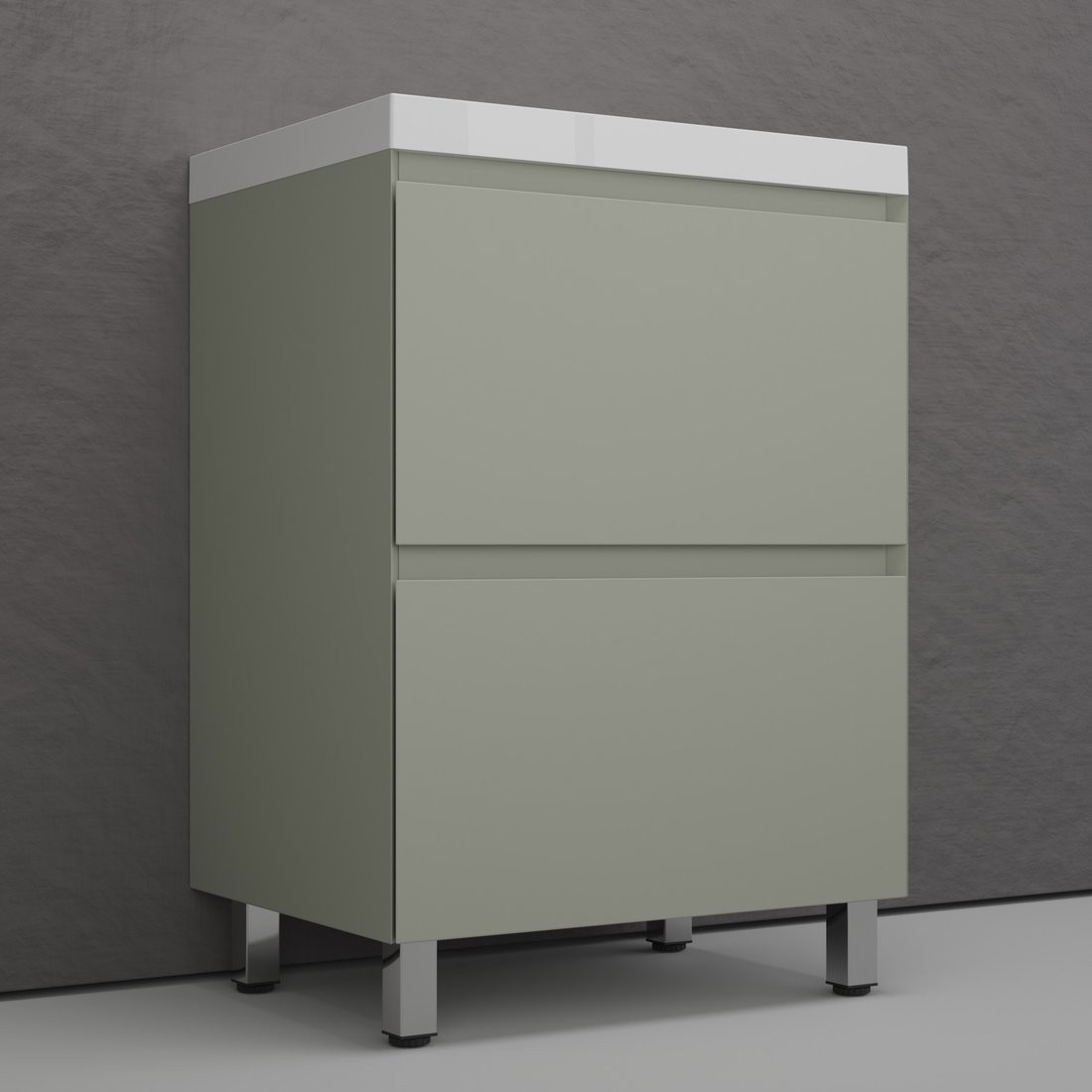 Symbolite Тумба под умывальник Манхэттен 60 Plus 2 ящика + Asti 60x45 (олива/антрацит)