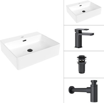 Умывальник Lauter 21478 + Cascade 21СК655BS + сифон 21635B + донный клапан 21190B (черный матовый)