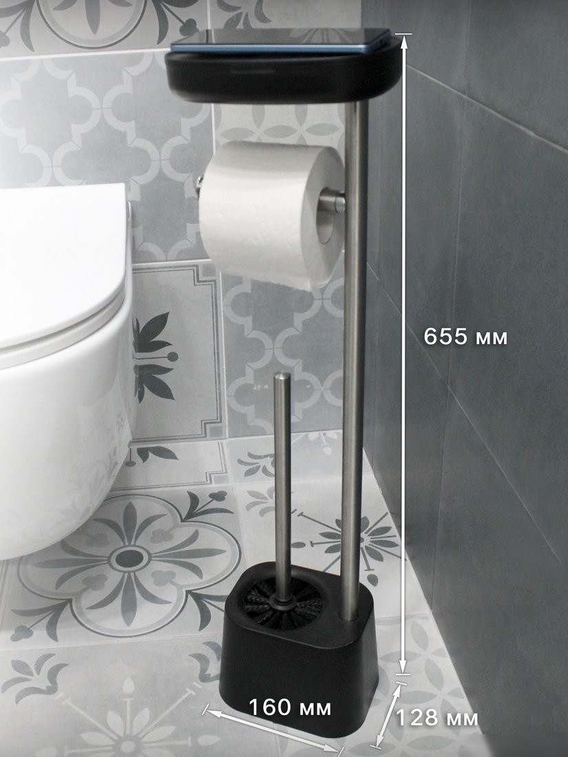 Держатель для туалетной бумаги и ершика Caspian 90025 (черный)