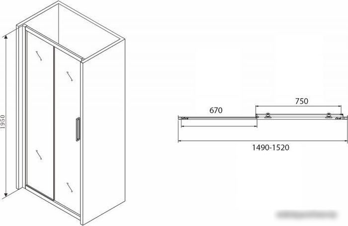 Душевая дверь Abber Schwarzer Diamant AG30150BH