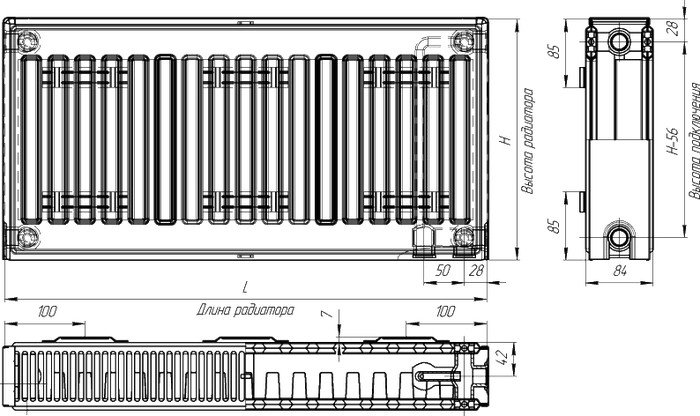 Стальной панельный радиатор Лидея ЛК 21-505 тип 21 500x500