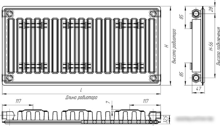 Стальной панельный радиатор Лидея ЛК 11-507 тип 11 500x700
