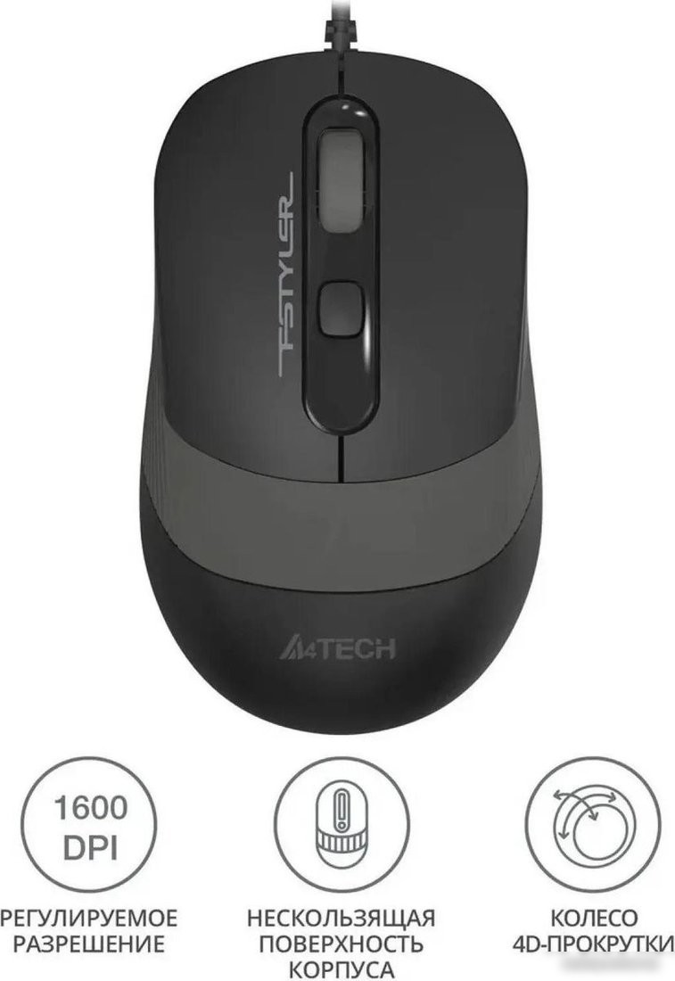 Мышь A4Tech Fstyler FM10S (серый/черный)