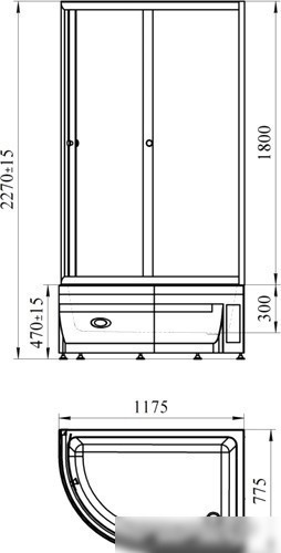 Душевой уголок Radomir 120x80 R 1-03-1-2-0-0080 (прозрачное стекло)