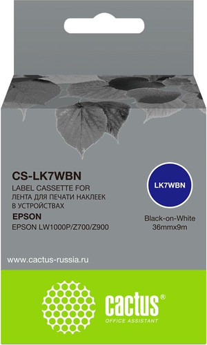 Картридж CACTUS CS-LK7WBN (аналог Epson LK7WBN)