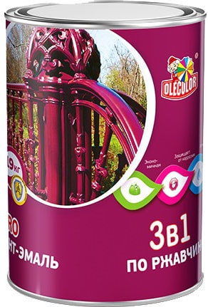 Грунт-эмаль Olecolor 3 в 1 по ржавчине 0.9 кг (красно-коричневый)