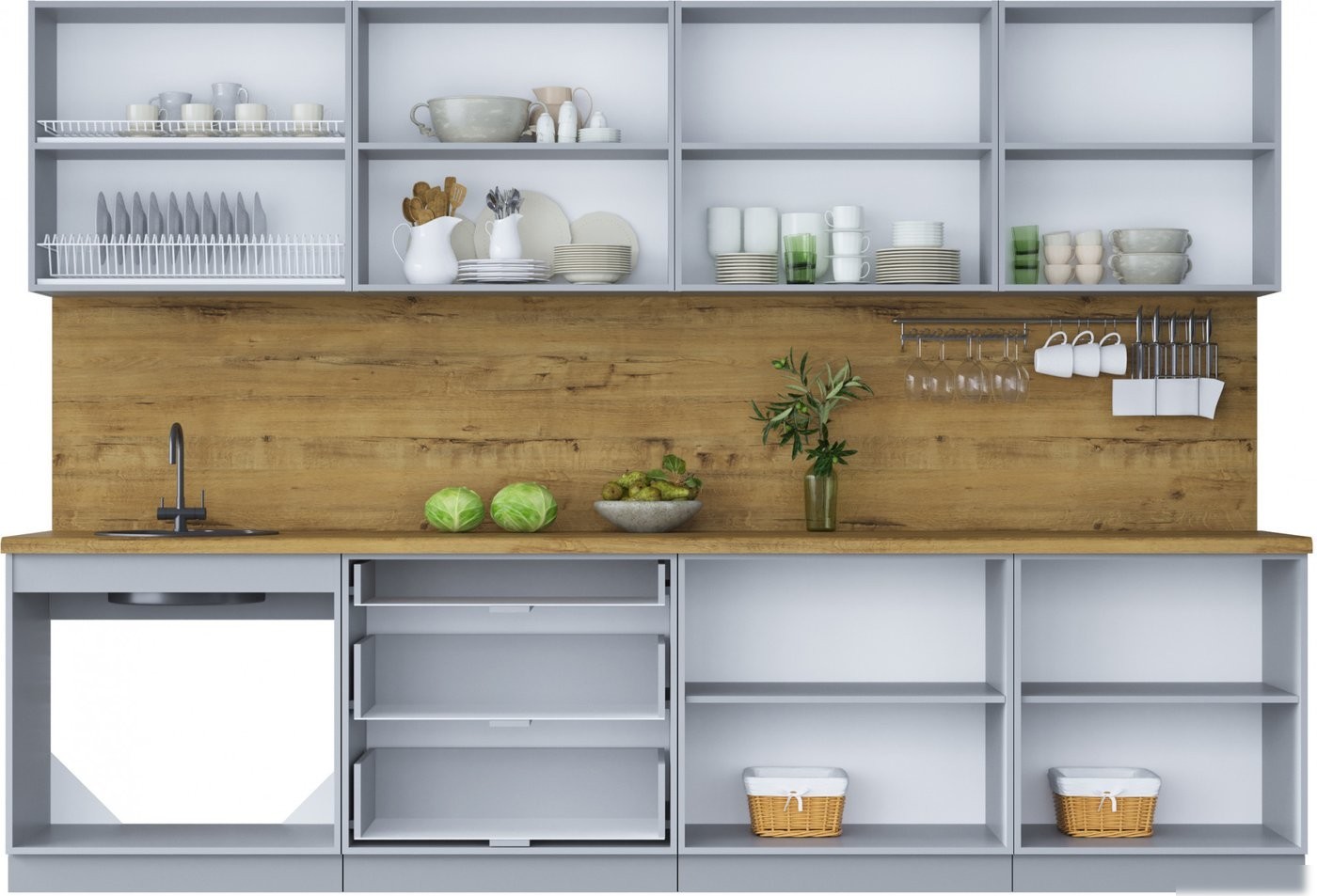 Кухонный модуль Интерлиния Мила Шато 3.1Б (индиго/черный/белый гранит)