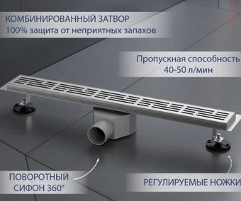 Трап/канал Lauter 2120171-LH 700x70 (хром)