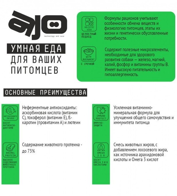 Сухой корм для собак AJO Hypoallergenic Для взрослых собак со склонностью к аллергии 12 кг