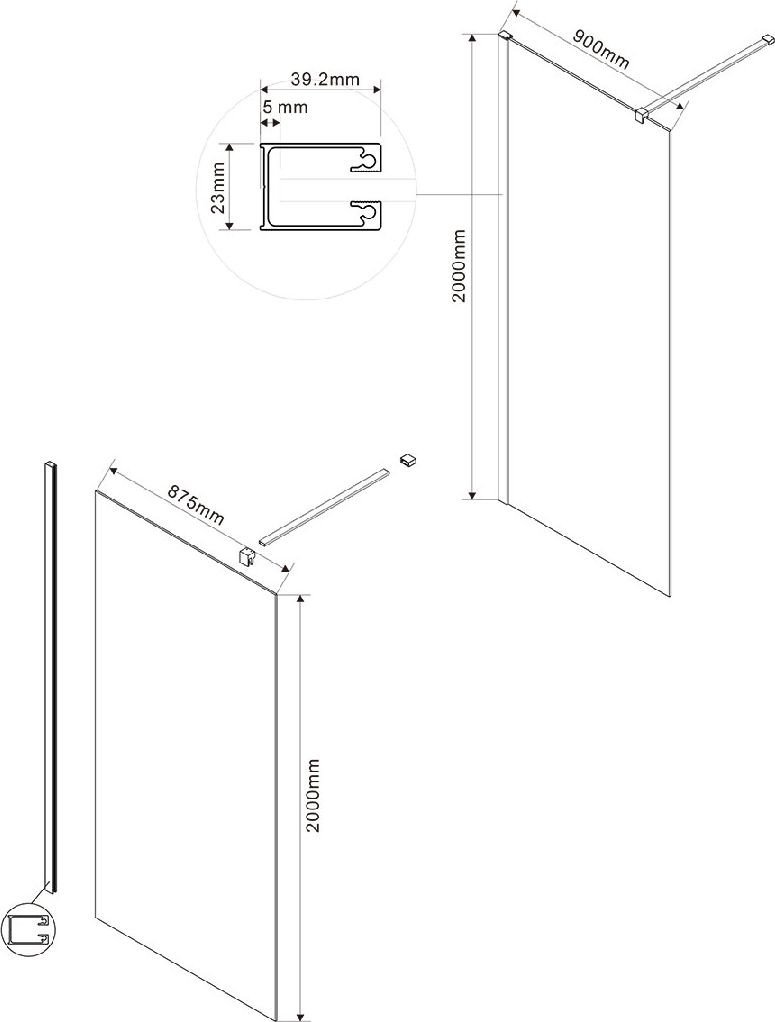 Душевая стенка Vincea Walk-In VSW-1H900CLG