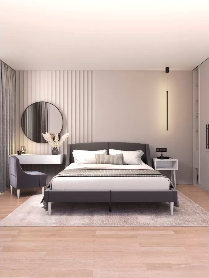 Кровать MONOFIX Лотти 160x200 (микровелюр/графит)