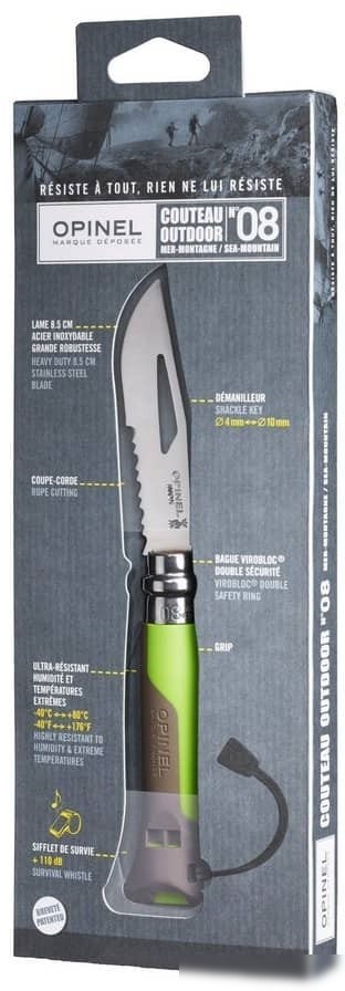 Складной нож Opinel №8 Outdoor Earth (зеленый)