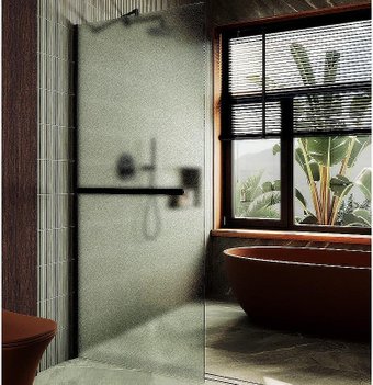Душевая стенка MaybahGlass 99x195 MGD-1463-6ш (сатин стекло/черный)