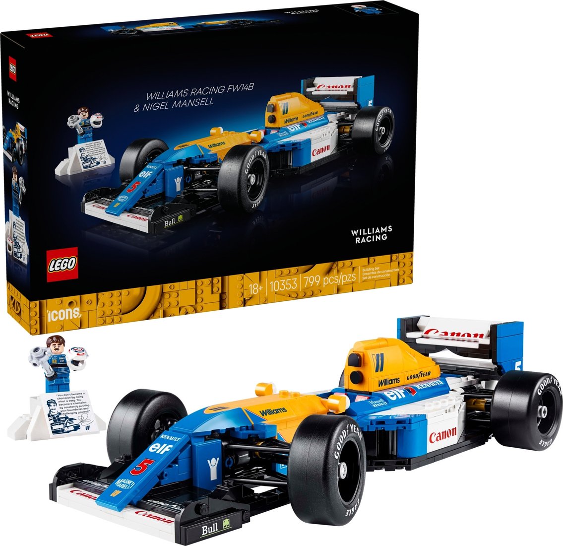 Конструктор LEGO Icons 10353 Гоночная машина Williams Racing FW14B & Nigel Mansell