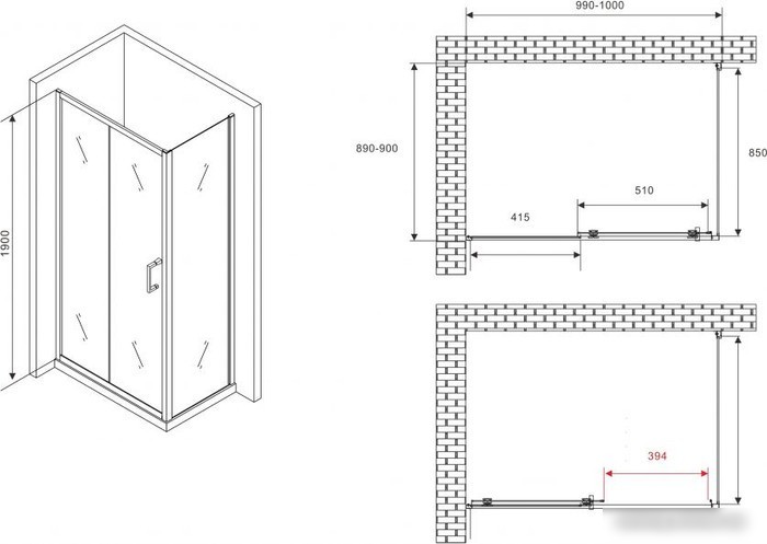 Душевой уголок Abber Schwarzer Diamant AG301005-S905