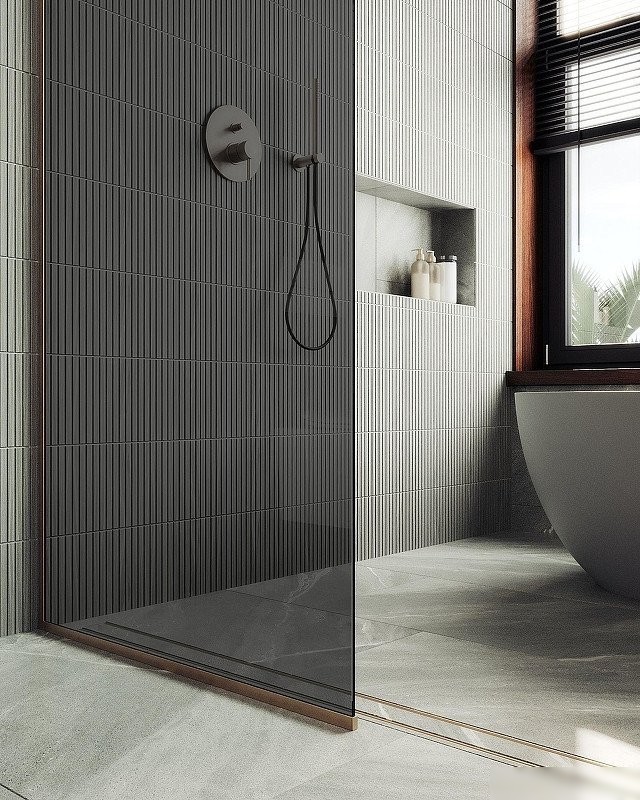 Душевая стенка MaybahGlass 99x195 MGD-1355-2у (графитовое стекло/бронза)