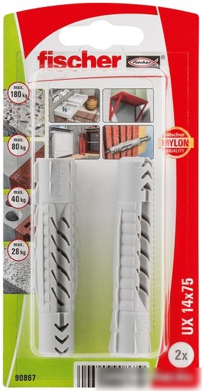 Дюбель универсальный Fischer UX 14X75 K NV 90867 (2 шт)