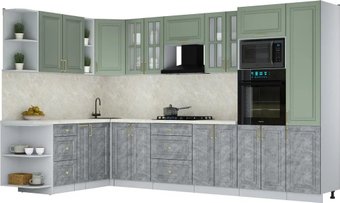 Готовая кухня Интерлиния Мила Шато 1.88x3.4 ВТ LV (океан/керамика/опал светлый)