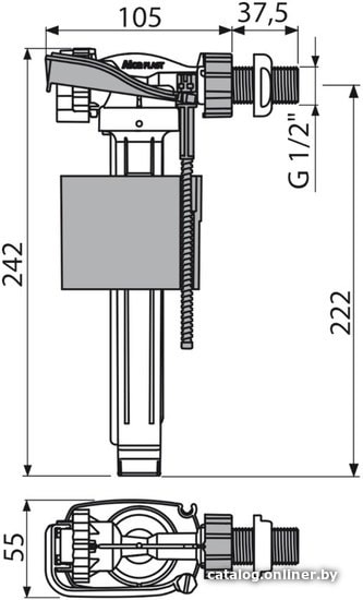 Впускной клапан Alcaplast A160-1/2"-BL-01