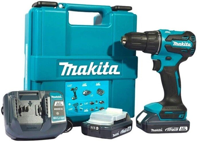 Ударная дрель-шуруповерт Makita LXT Basic DHP490WVE (с 2-мя АКБ, кейс)