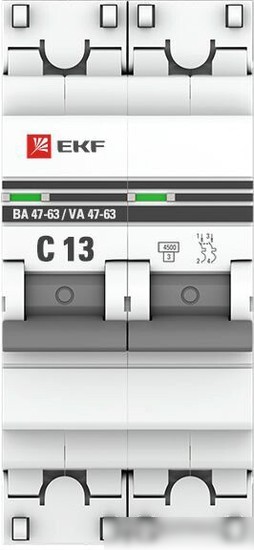 Выключатель автоматический EKF ВА 47-63 2Р 13А (С) PROxima mcb4763-2-13C-pro