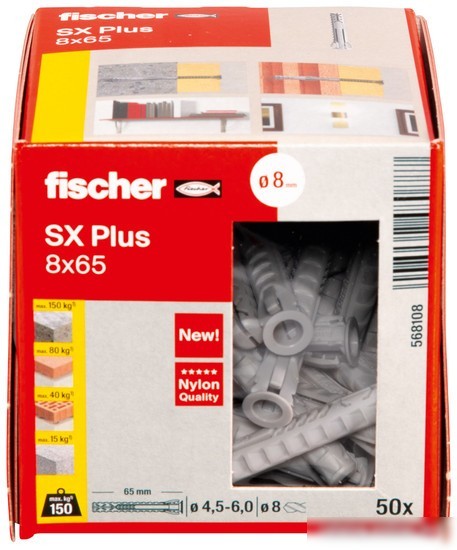 Дюбель универсальный Fischer SX Plus 8X65 568108 (50 шт)