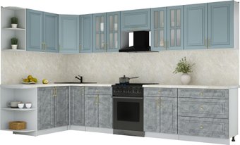 Готовая кухня Интерлиния Мила Шато 1.7x3.5 LV (океан/керамика/опал светлый)