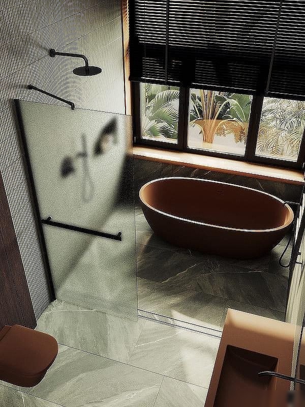 Душевая стенка MaybahGlass 99x195 MGD-1463-6ш (сатин стекло/черный)