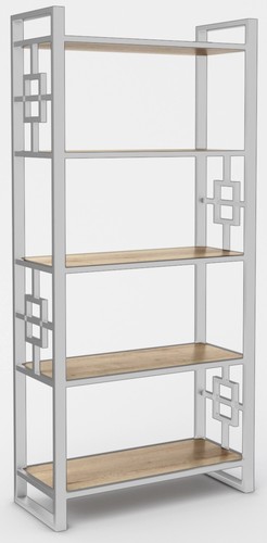 Стеллаж Hype Mebel Квадро 50x200 (белый/дуб галифакс натуральный)