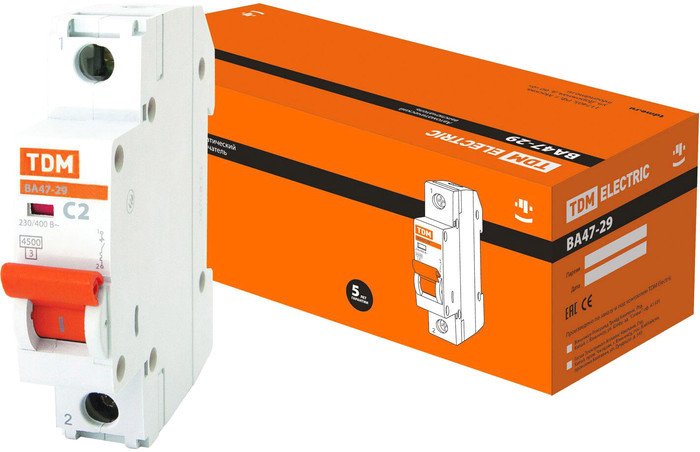 TDM Electric ВА 47-29 1Р 2А (C) 4.5кА SQ0206-0066