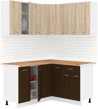 Готовая кухня Кортекс-мебель Корнелия Лира 1.5x1.4 (дуб сонома/венге/дуб бунратти)