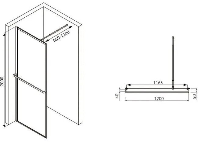 Душевая стенка Abber Immer Offen AG60120B8