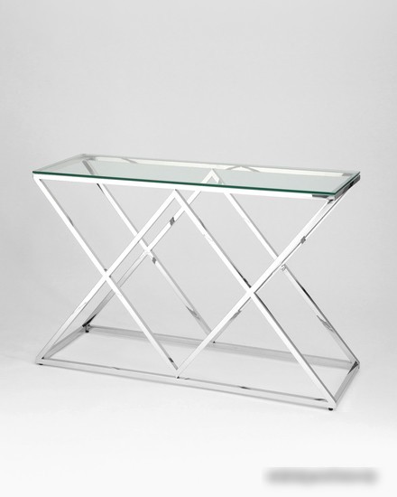 Консольный стол Stool Group Инсигния 120x40 ECST-026 (прозрачное стекло/сталь серебристый)