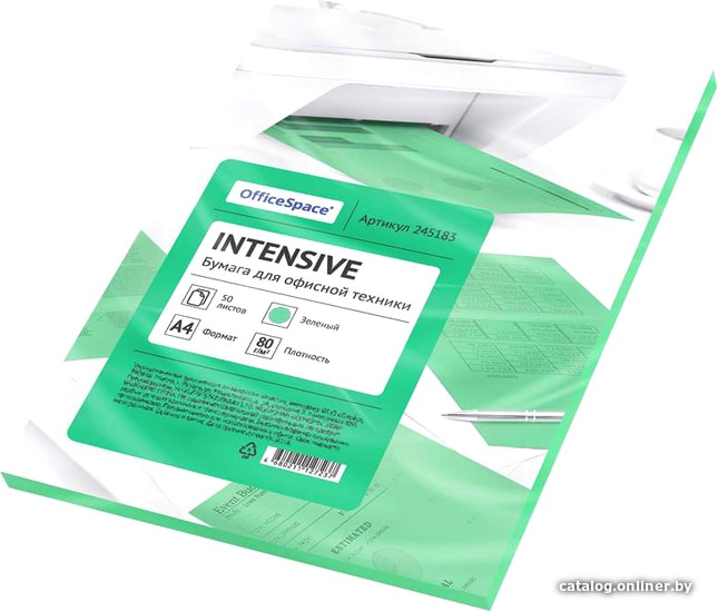 Офисная бумага OfficeSpace Intensive А4 80 г/м2 50 л 245183 (зеленый) Офисная бумага OfficeSpace Intensive А4 80 г/м2 50 л 245183 (зеленый)