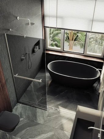 Душевая стенка MaybahGlass 99x195 MGD-1461-5у (графитовое стекло/хром матовый)