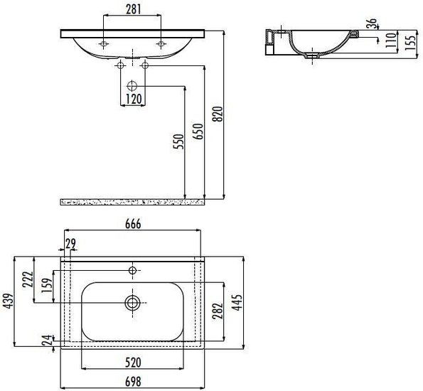 Умывальник Creavit Ideal 69.8 ID070-00CB00E-0000