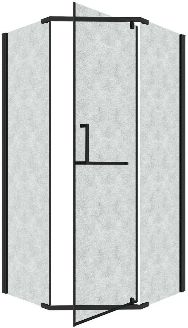 Душевой уголок Grossman Pragma 90x90x195 302.K33.03.9090.21.02 (черный матовый/шиншилла стекло)