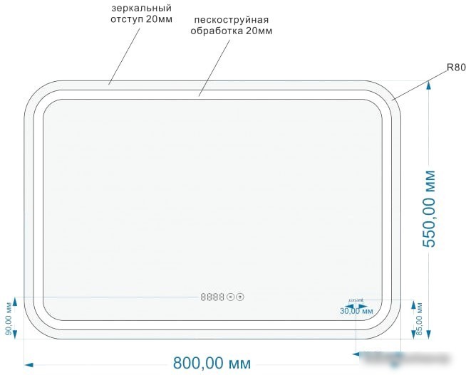 Cersanit Зеркало Led 050 Design Pro 80x55 LU-LED050*80-p-Os