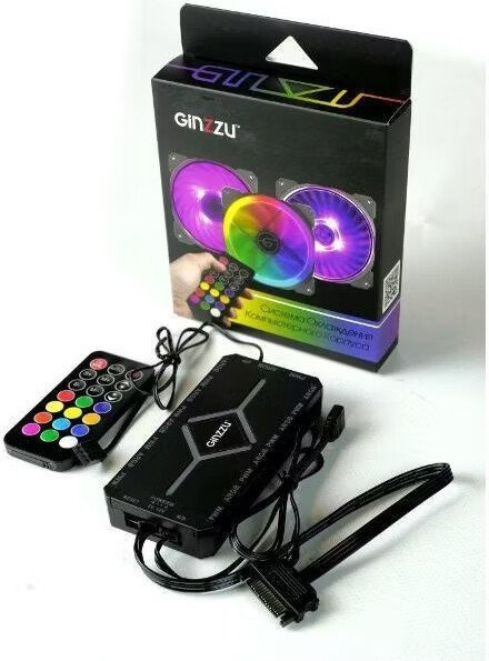 Контроллер скорости и подсветки вентиляторов Ginzzu CRC9MB