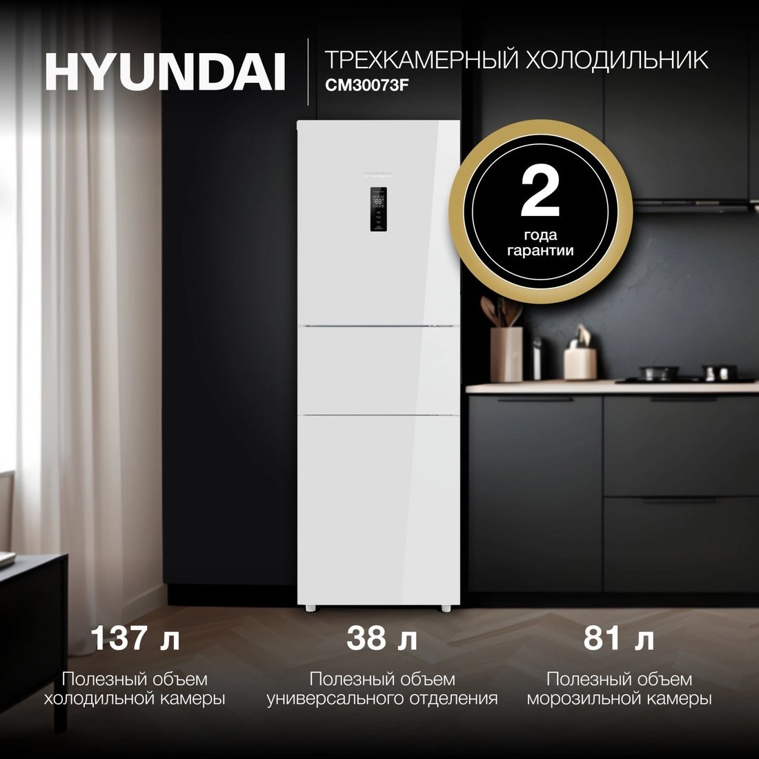 Холодильник Hyundai CM30073F (белый)