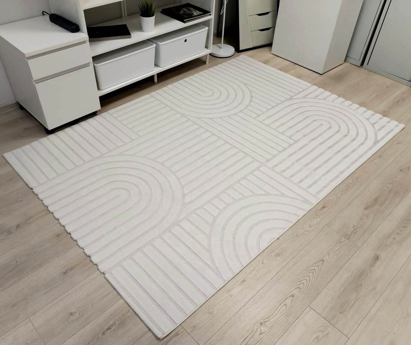 Ковер для жилой комнаты Radjab Carpet Сканди Сизаль Прямоугольник 10946A (1.5x2.5, Krem/Krem)