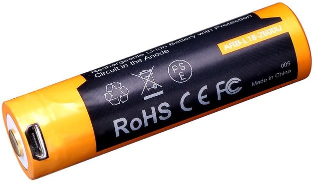 Батарейки Fenix 18650 Li-Ion 2600mAh Micro USB