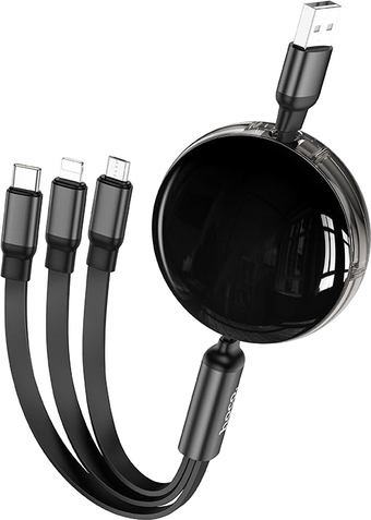 Кабель Hoco X78 USB Type-A - Lightning/microUSB/USB Type-C (1 м, черный)