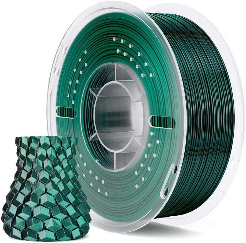 Филамент Elegoo PLA Silk (1.75 мм, 1 кг, черно-зеленый шелк) Филамент Elegoo PLA Silk (1.75 мм, 1 кг, черно-зеленый шелк)