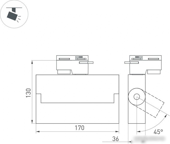 Трековый светильник Arlight LGD-LOFT-TRACK-2TR-S170-10W Day4000 036470