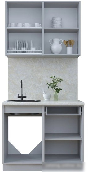 Готовая кухня Интерлиния Тренд 1.0Б (индиго/индиго/опал светлый)