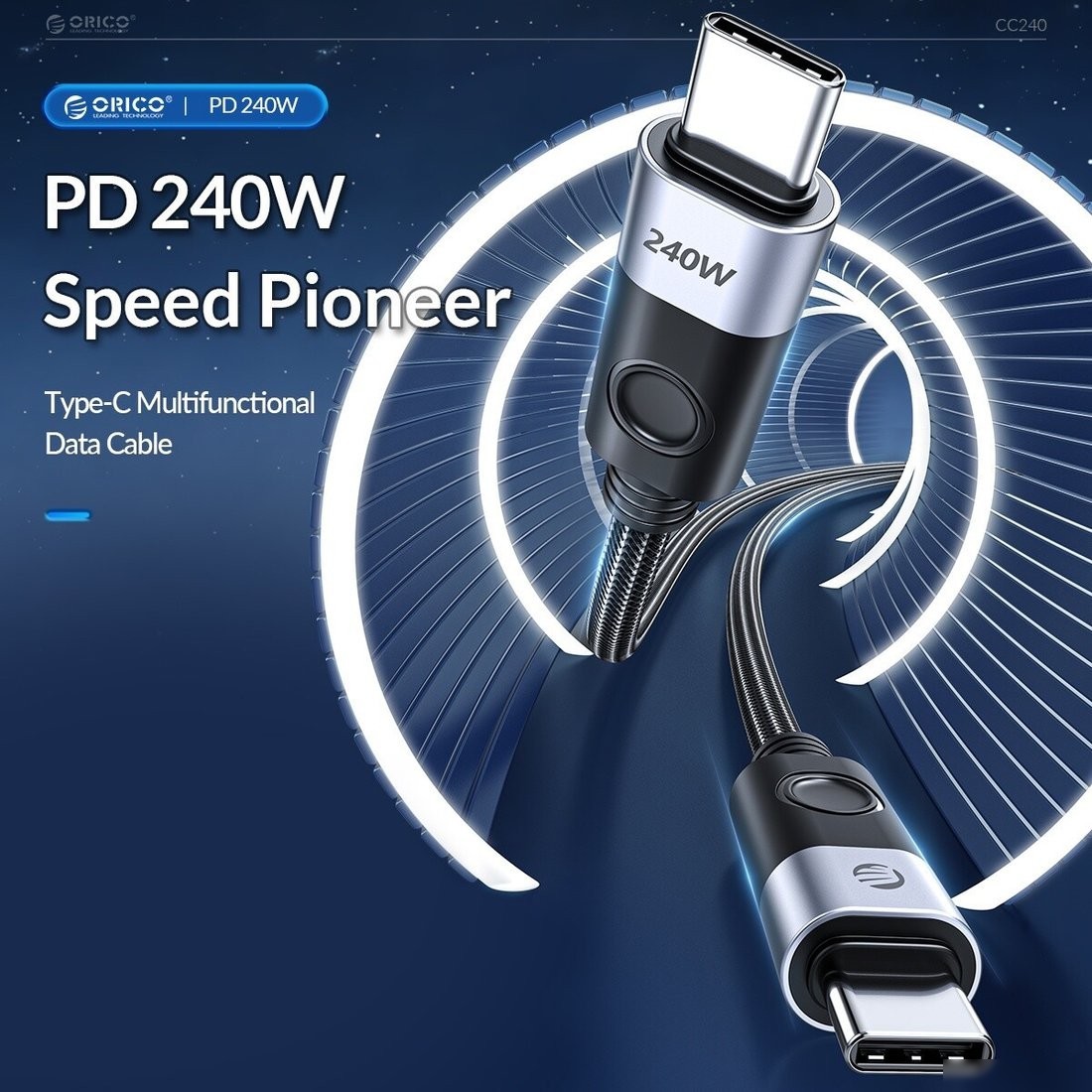 Кабель Orico CC240-40 USB Type-C - USB Type-C (0.5 м, черный)