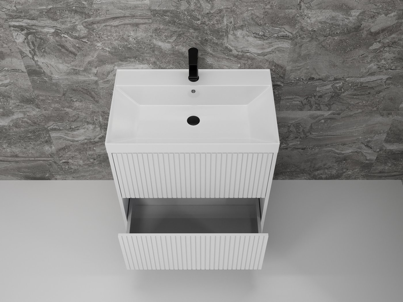Symbolite Тумба под умывальник Стокгольм 70 Classic Push 2 ящика (белый рифленый софт)
