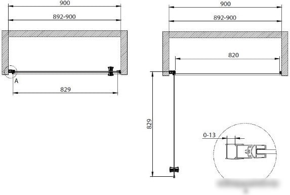 Душевая дверь Cezares Eco-O-B-1-90-C-Nero
